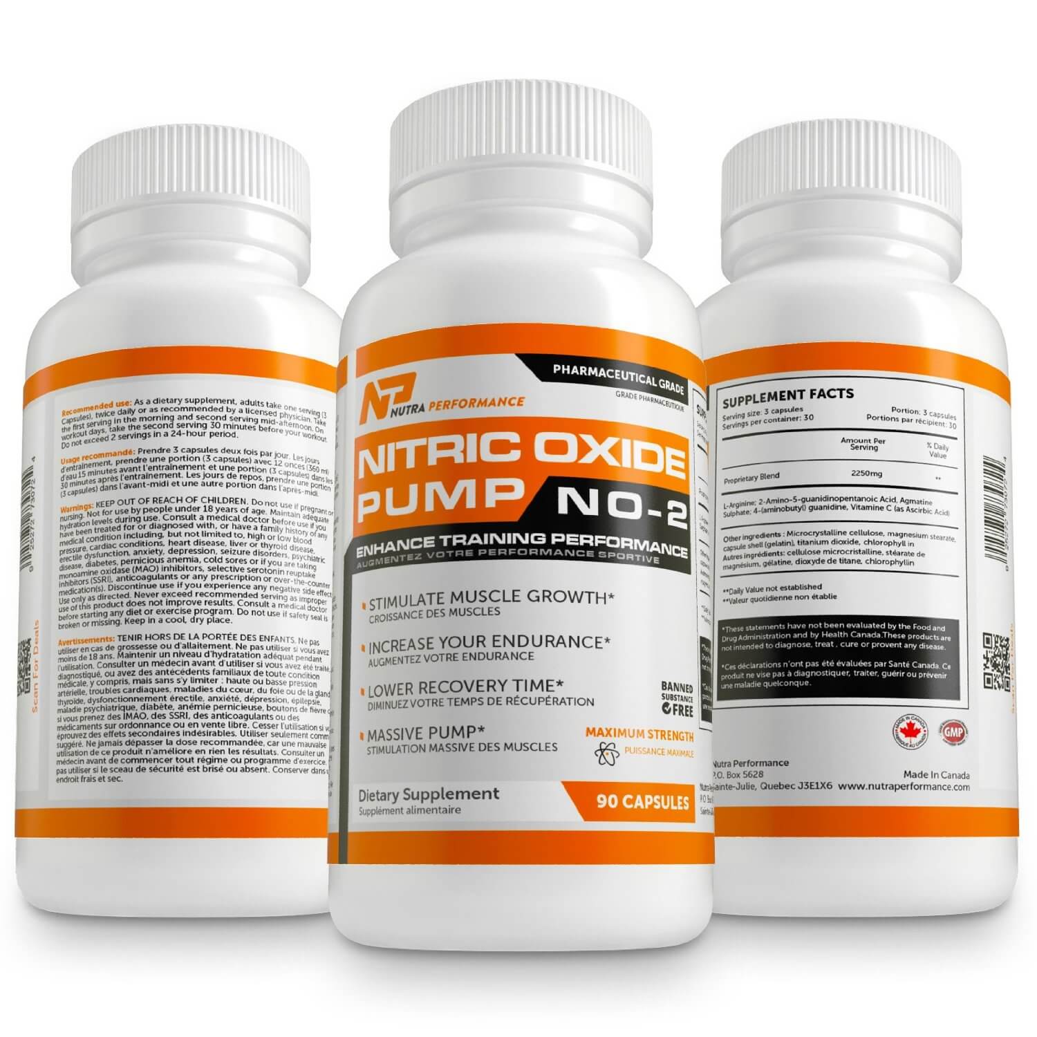 Nitric Oxide Supplement NO2 Muscle Pump Booster Nutra Performance